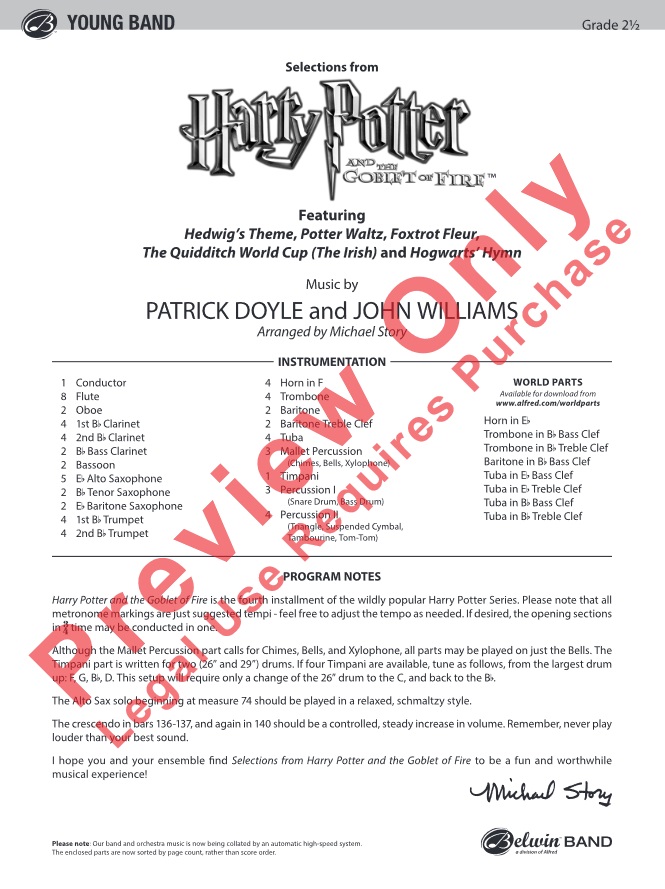 Selections from 'Harry Potter and the Goblet of Fire' - cliquer ici