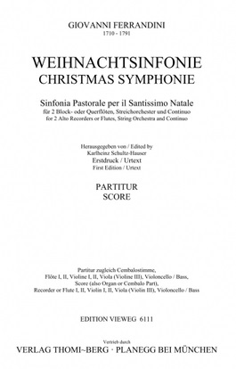 Weihnachtssinfonie (Christmas Symphony / Sinfonia pastorale per il Santissimo Natale) - cliquer ici Weihnachtssinfonie (Christmas Symphony / Sinfonia pastorale per il Santissimo Natale) - cliquer ici
