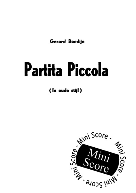 Partita piccola (In Oude Stijl) - cliquer ici