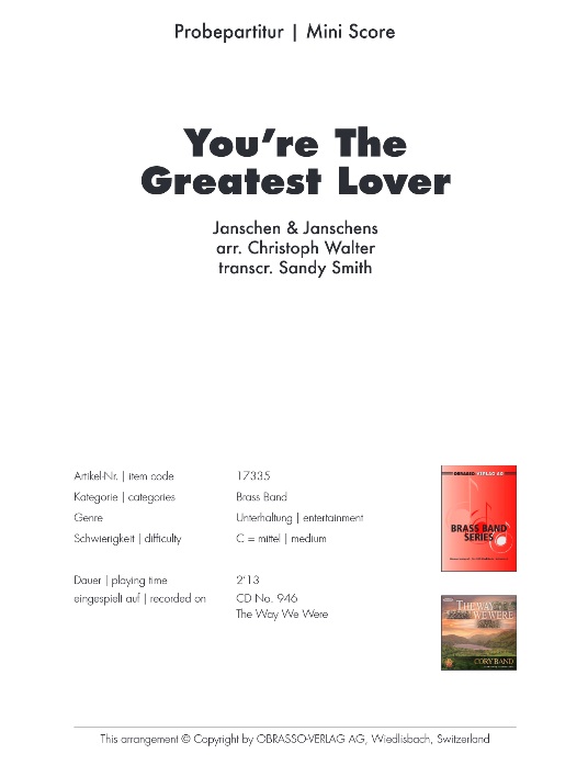 You're the Greatest Lover - cliquer ici