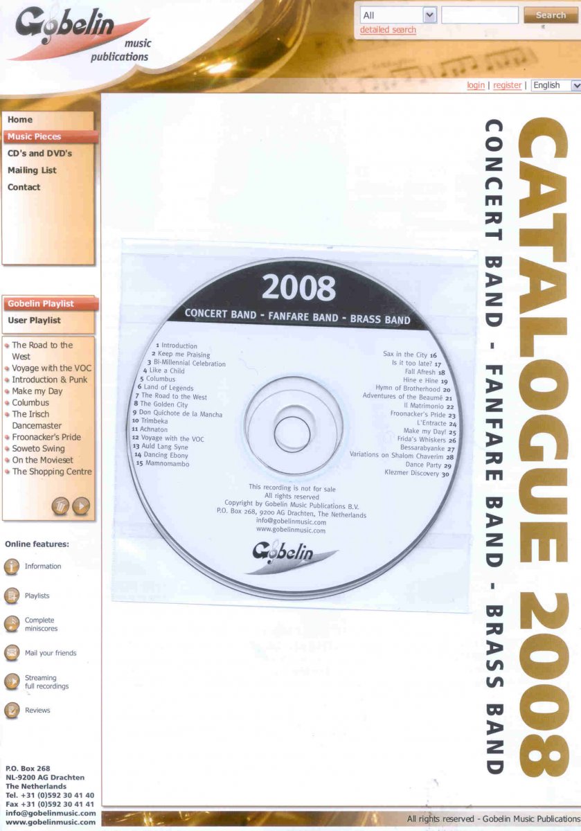 Gobelin 2008 Catalogue: Concert - Fanfare - Brass - cliquer ici