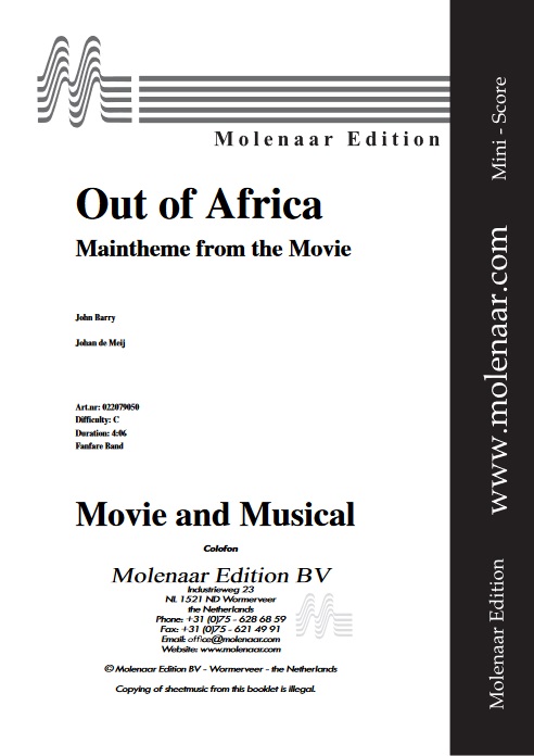 Out of Africa (Maintheme from the Movie) - cliquer ici
