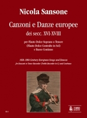 16th-18th Century European Songs and Dances for Descant or Tenor Recorder (Treble Recorder in G) and Continuo - cliquer ici