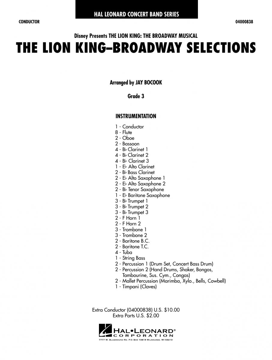 Lion King, The: Broadway Selections - cliquer ici