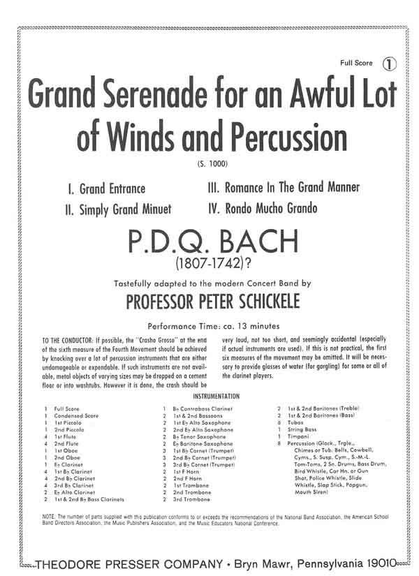 Grand Serenade for An Awful Lot Of Winds and Percussion - cliquer ici