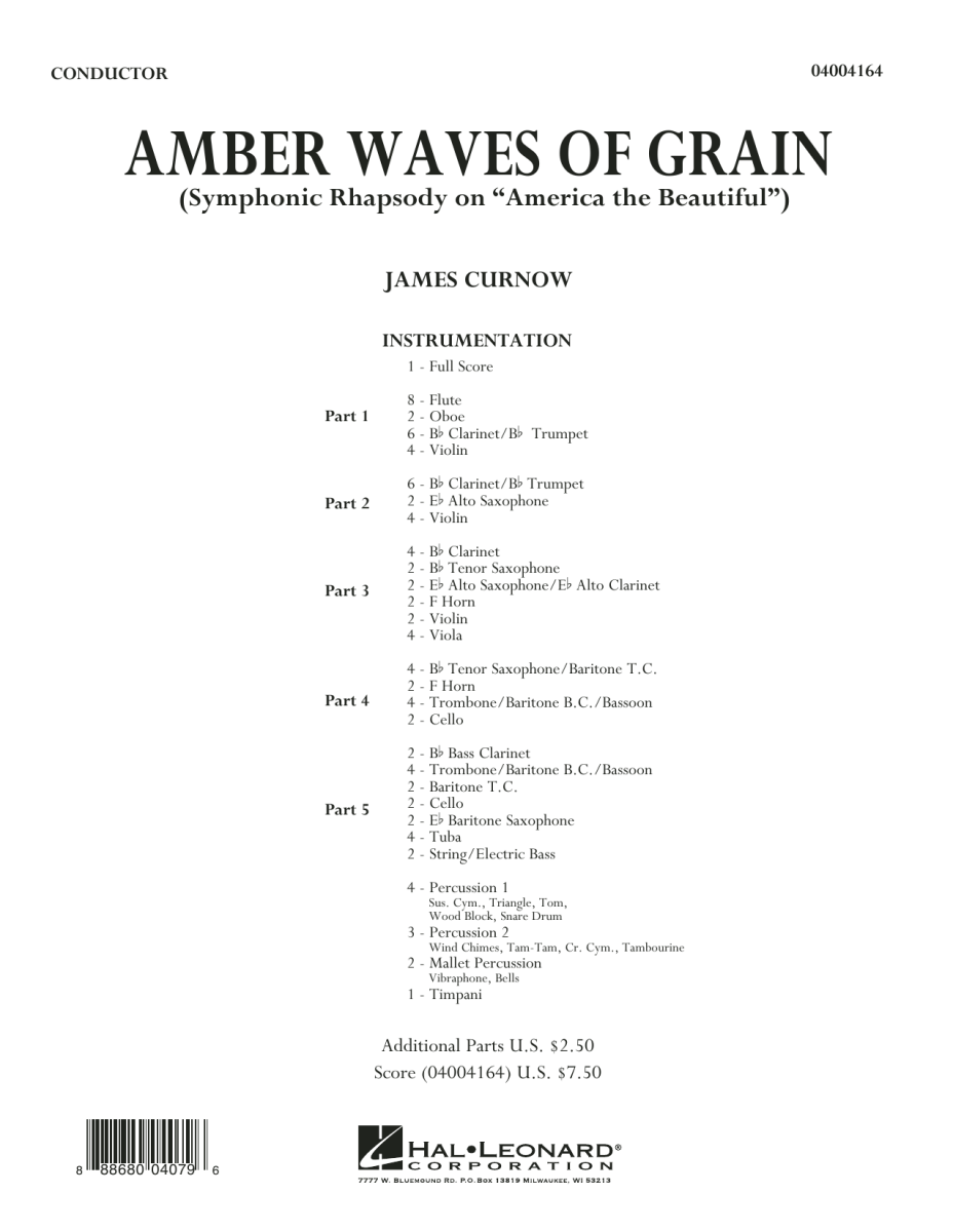 Amber Waves of Grain (Symphonic Rhapsody on "America the Beautiful") - cliquer ici