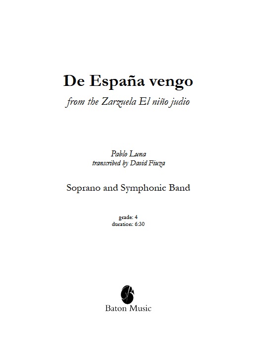 De Espa�a vengo (from the Zarzuela El ni�o judio) - cliquer ici