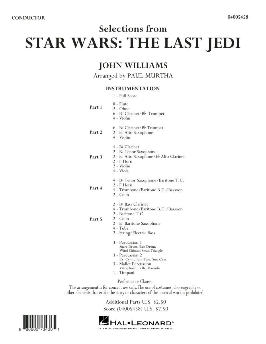 Selections from Star Wars: The Last Jedi - cliquer ici