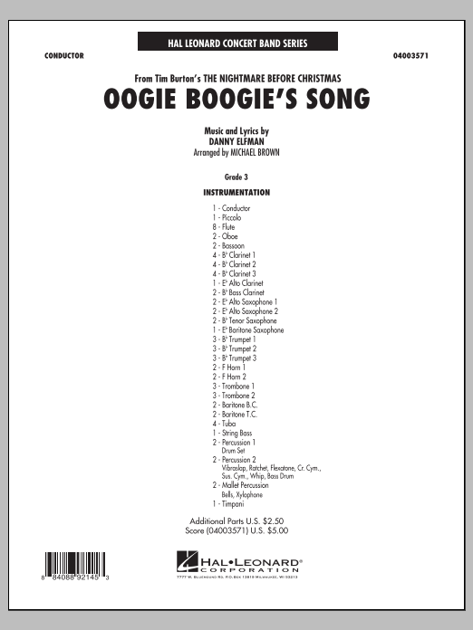 Oogie Boogie's Song (from 'The Nightmare Before Christmas') - cliquer ici