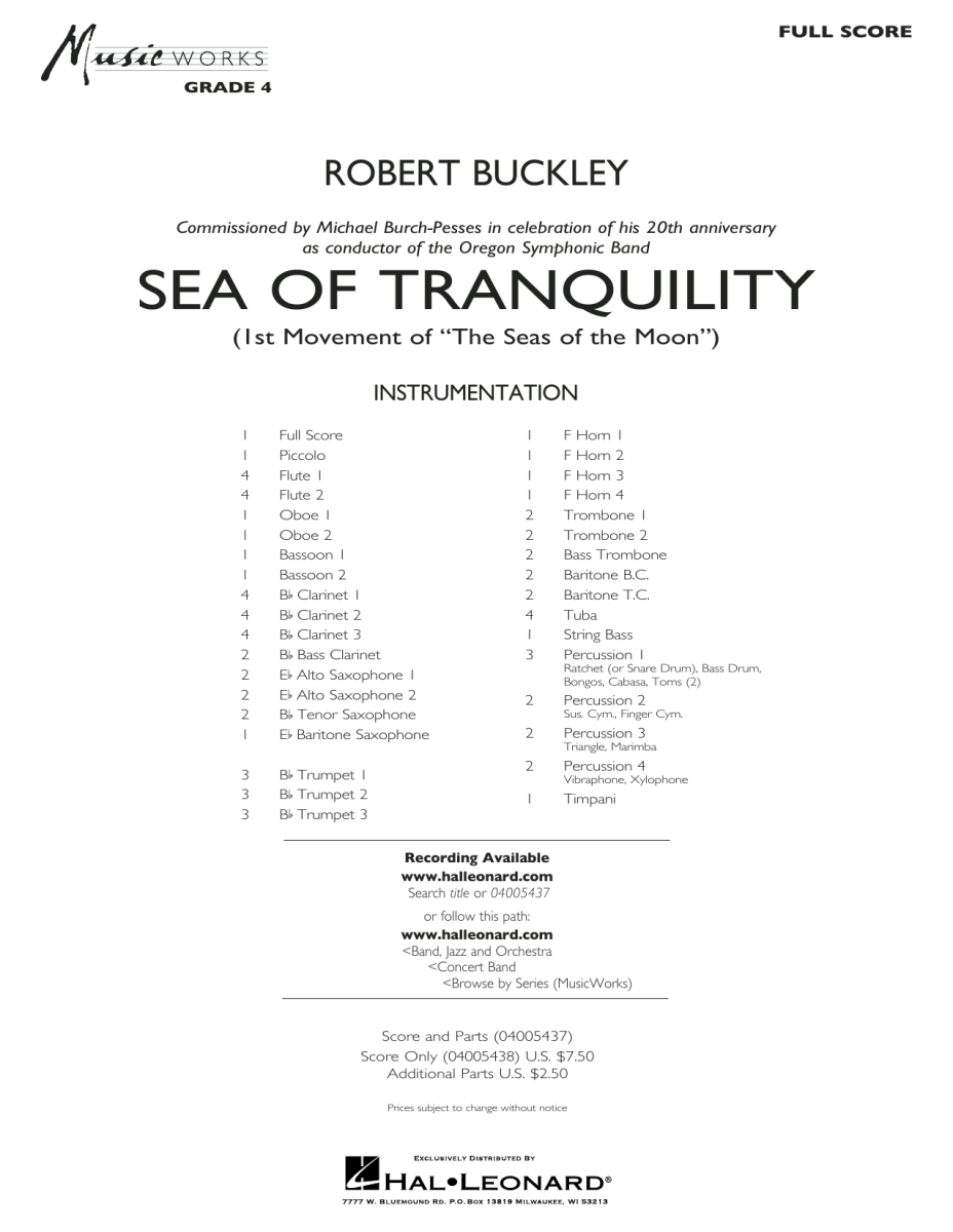 Sea of Tranquility (1st Movement of 'The Seas of the Moon') - cliquer ici