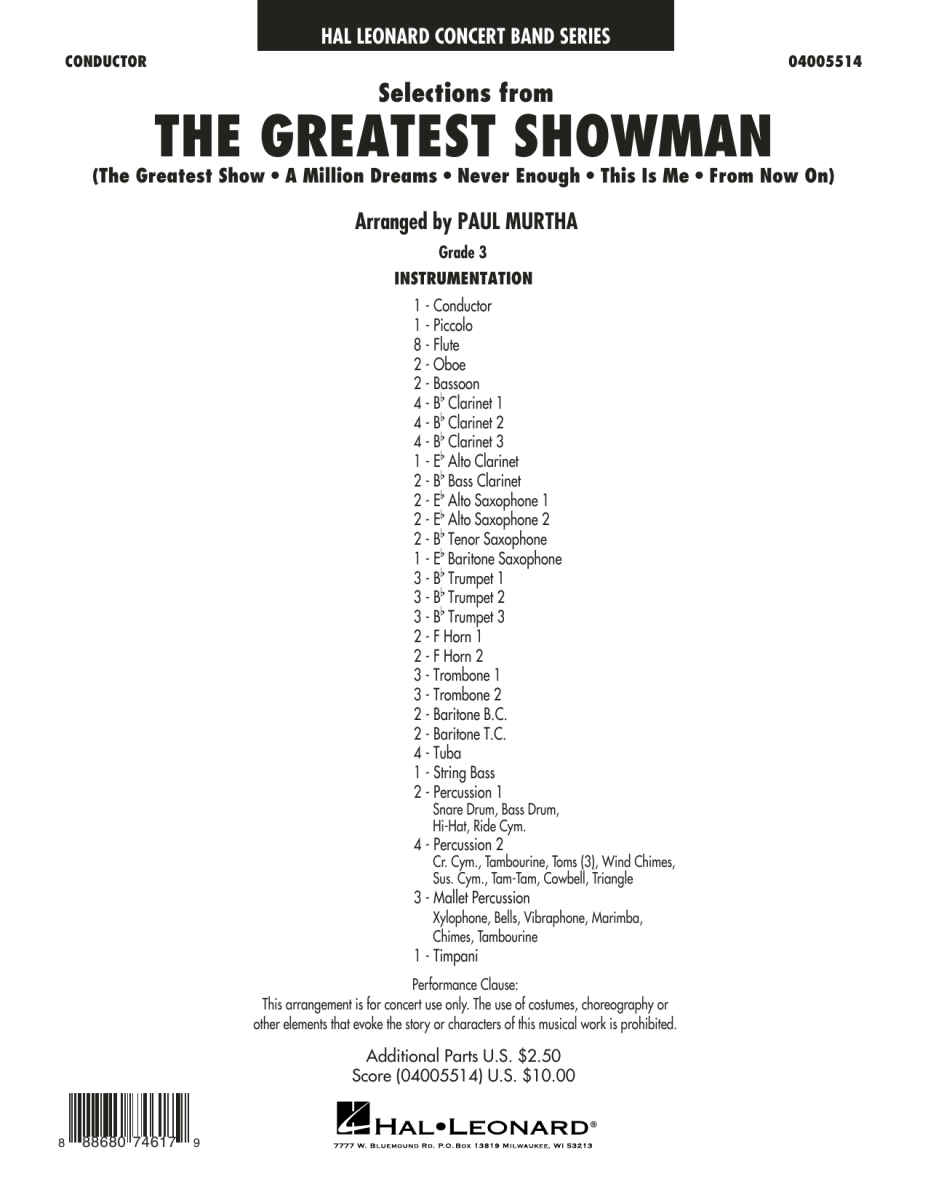 Selections from 'The Greatest Showman' - cliquer ici
