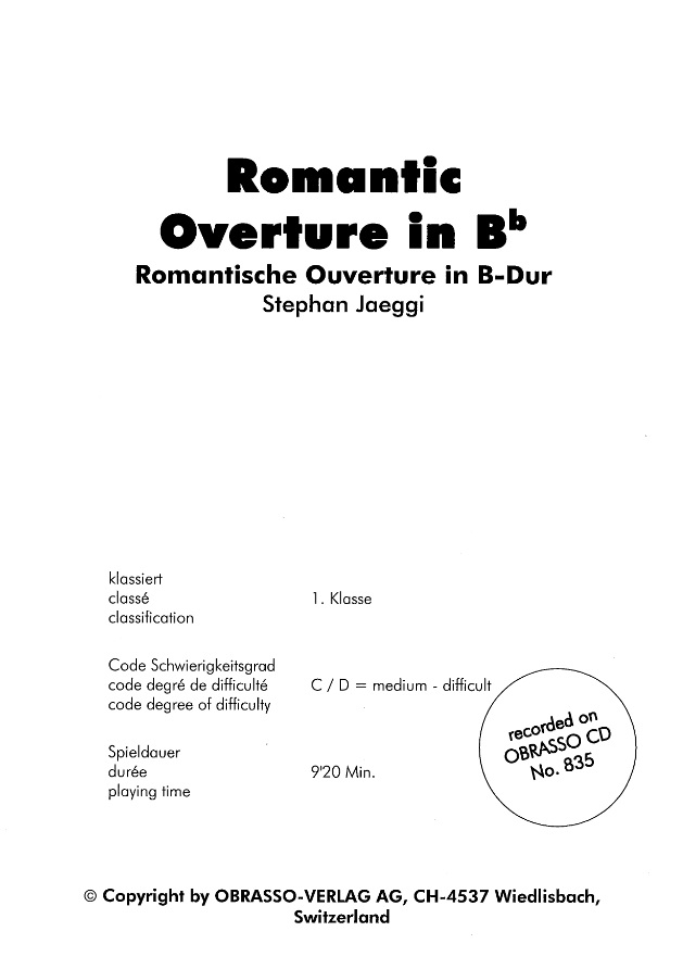 Romantische Ouverture in B-Dur (Romantic Overture in Bb) - cliquer ici