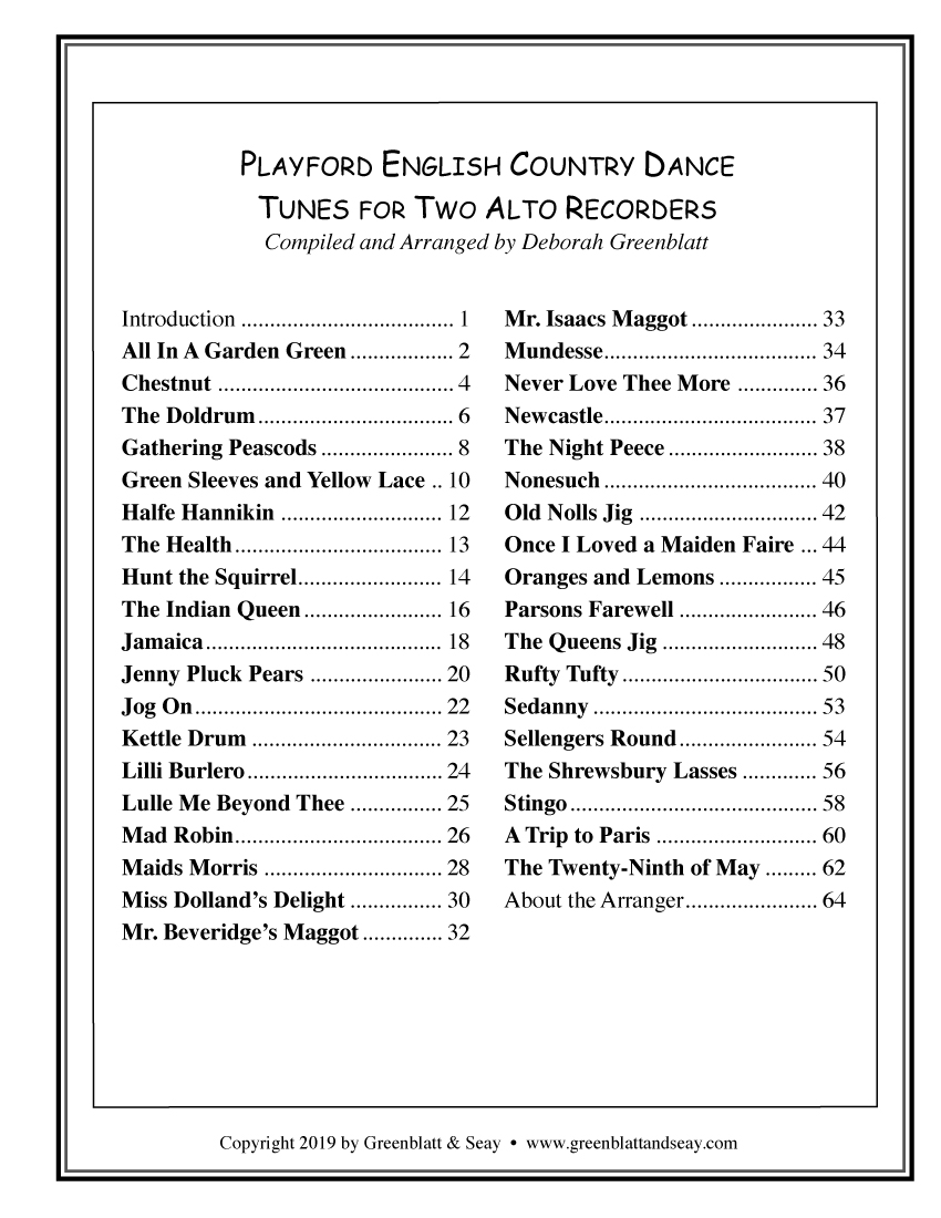 Playford English Country Dance Tunes for Alto Recorders - cliquer ici Playford English Country Dance Tunes for Alto Recorders - cliquer ici
