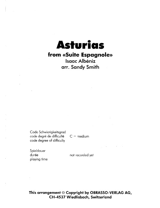 Asturias (from 'Suite Espagnole') - cliquer ici