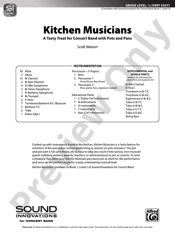 Kitchen Musicians (A Tasty Treat for Concert Band with Pots and Pans) - cliquer ici