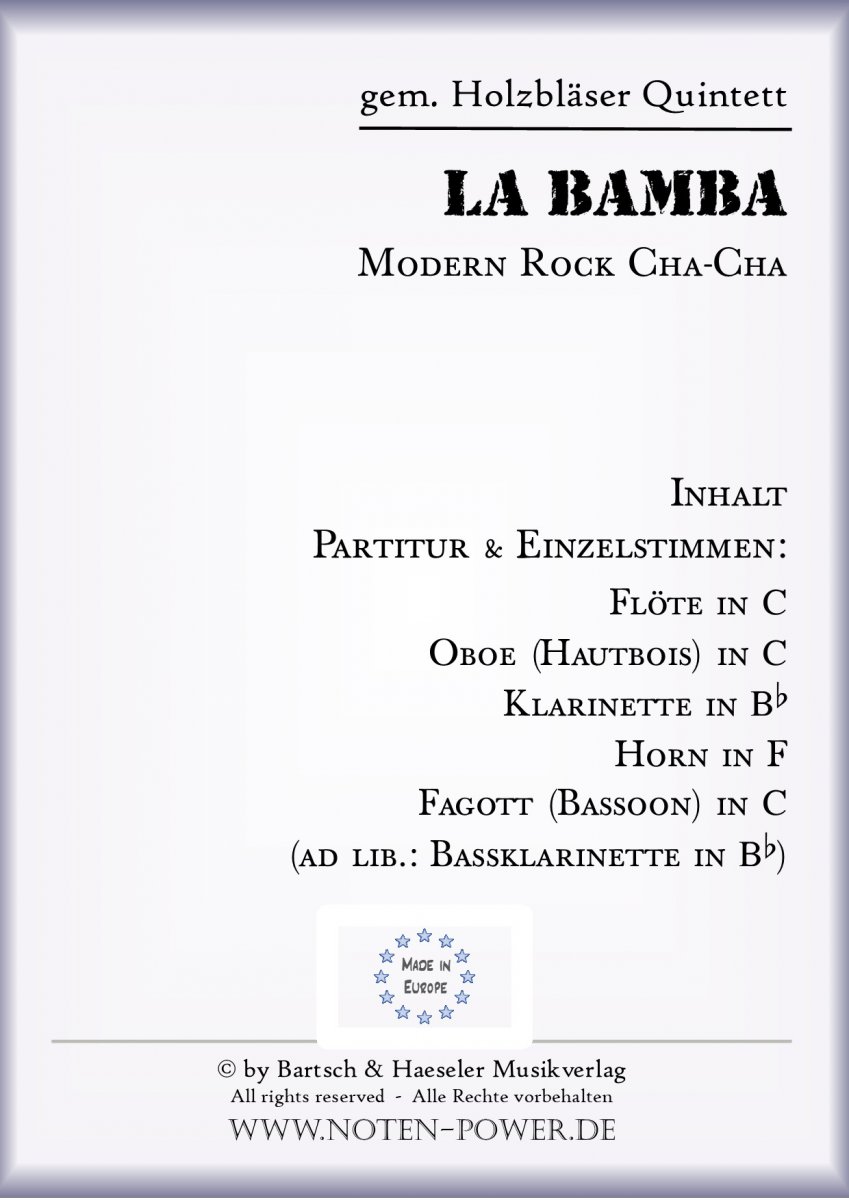 La Bamba (Modern Rock Cha-Cha) - cliquer ici