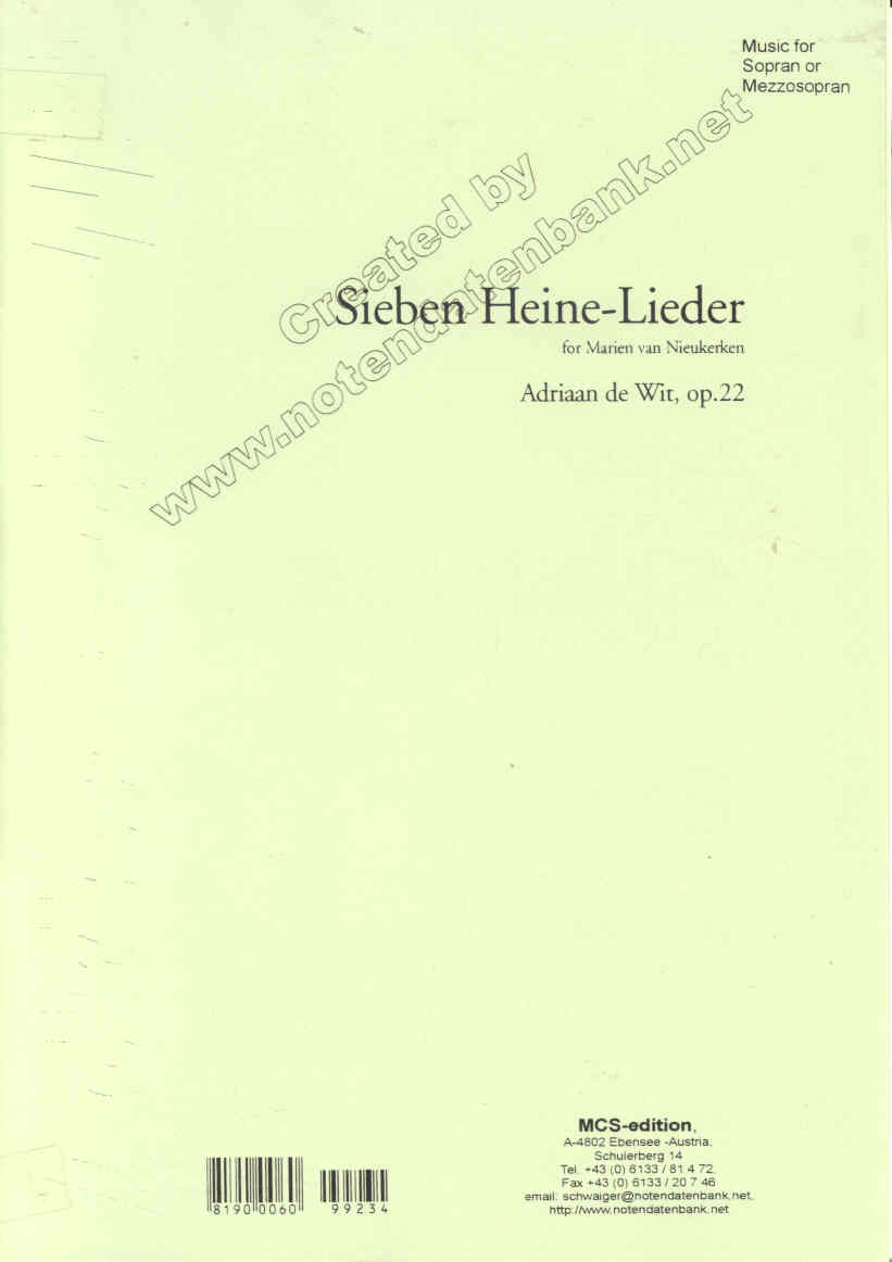 7 Heine-Lieder (Sieben) - cliquer ici 7 Heine-Lieder (Sieben) - cliquer ici