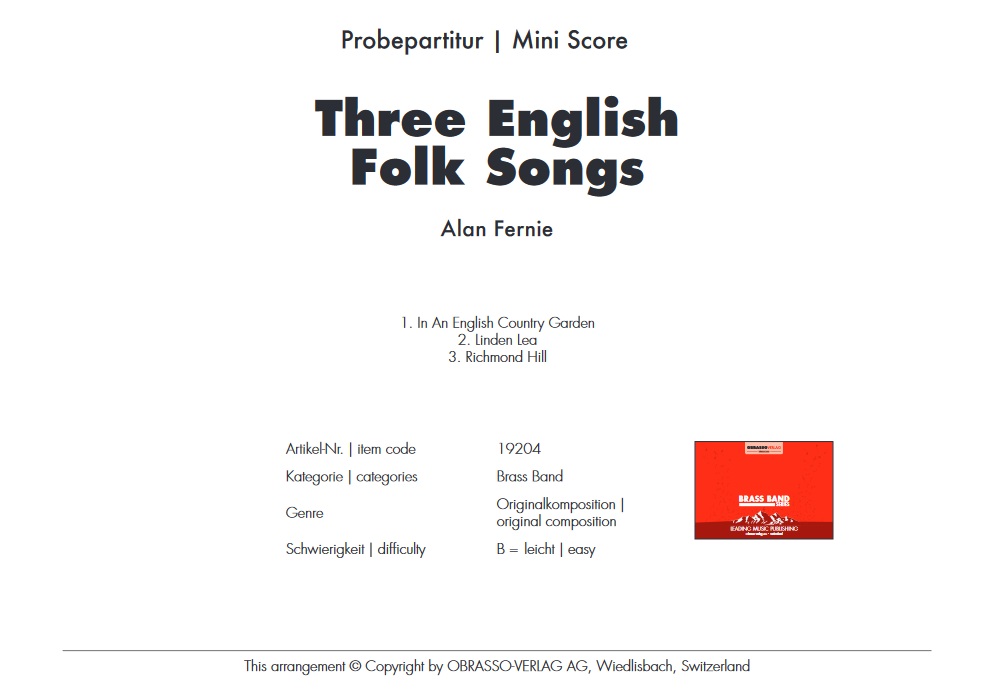 3 English Folk Songs (Three) - cliquer ici