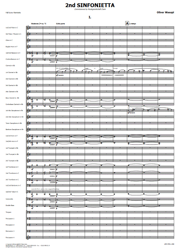 2nd Sinfonietta - Extrait du conducteur