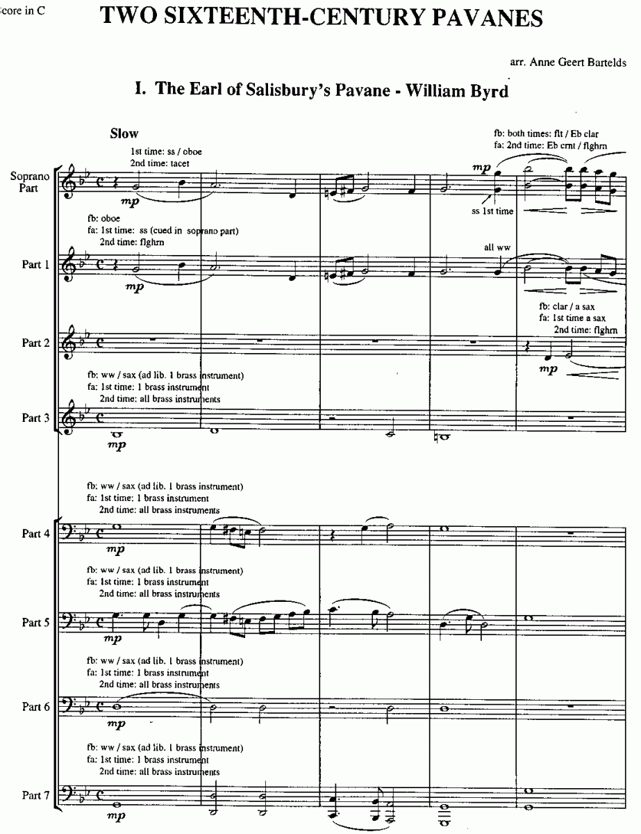 2 16th-Century Pavanes (Two) - Extrait du conducteur